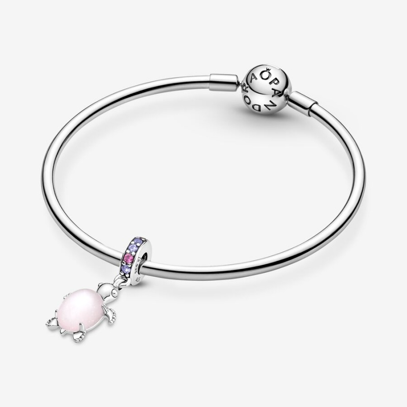 Pandora Murano Glass Pink Sea Turtle Dangle Charm Sterling Silver | 04596-RKYU