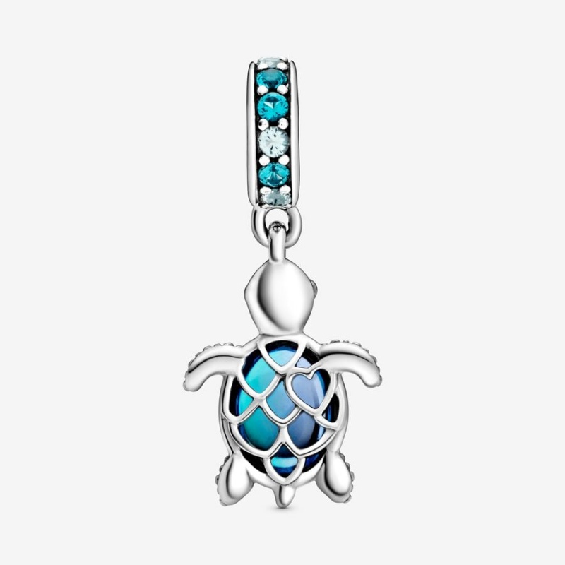 Pandora Murano Glass Sea Turtle Dangle Charm Sterling Silver | 75210-BIXU