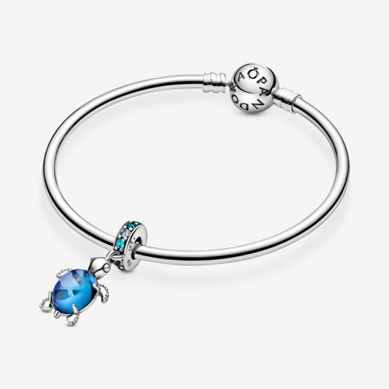 Pandora Murano Glass Sea Turtle Dangle Charm Sterling Silver | 75210-BIXU