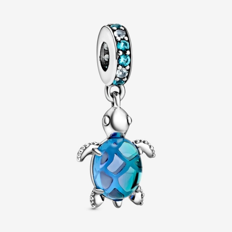 Pandora Murano Glass Sea Turtle Dangle Charm Sterling Silver | 75210-BIXU