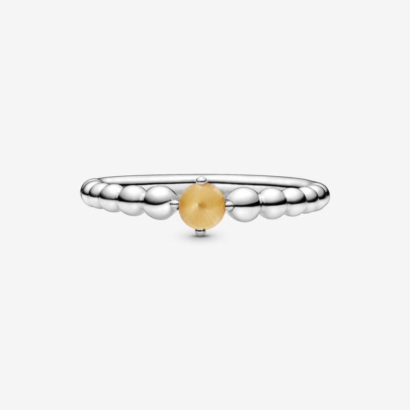 Pandora November Honey Beaded Ring Sterling Silver | 26130-GPOC