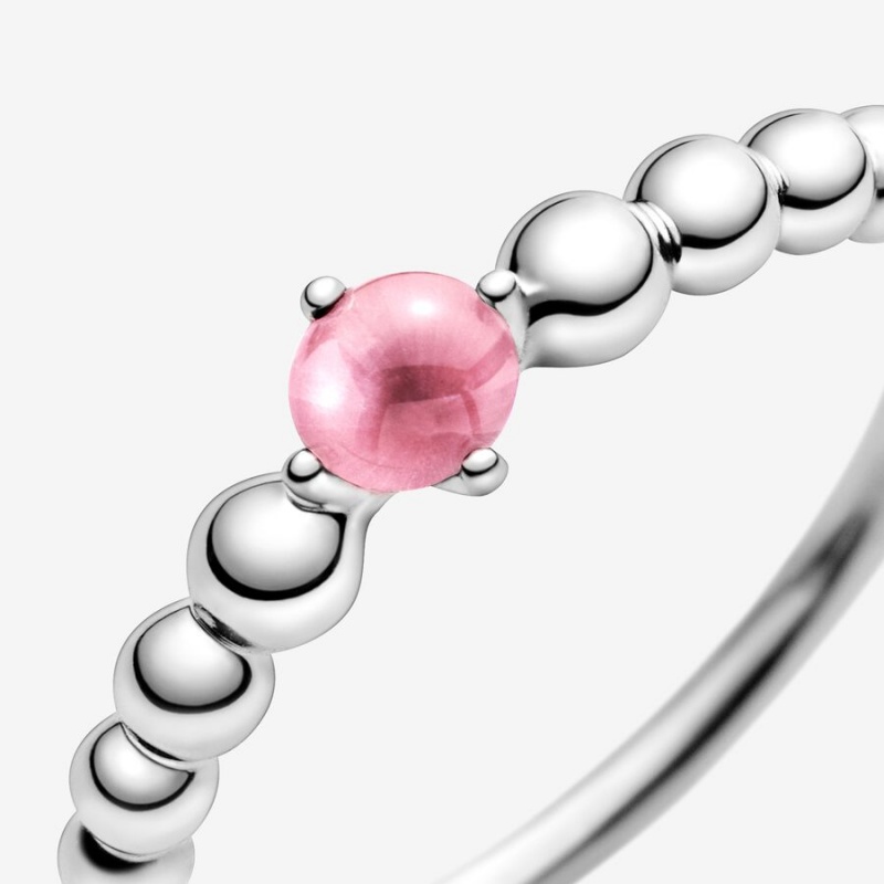 Pandora October Petal Pink Beaded Ring Sterling Silver | 38106-LCMQ