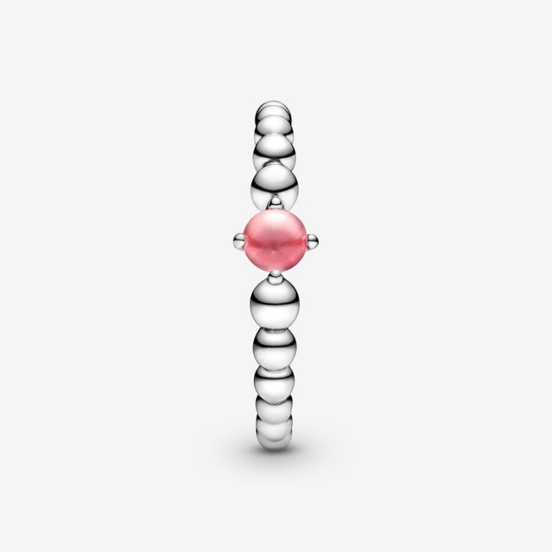 Pandora October Petal Pink Beaded Ring Sterling Silver | 38106-LCMQ