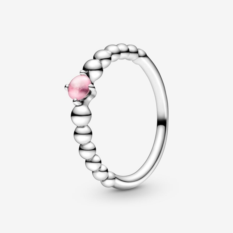 Pandora October Petal Pink Beaded Ring Sterling Silver | 38106-LCMQ