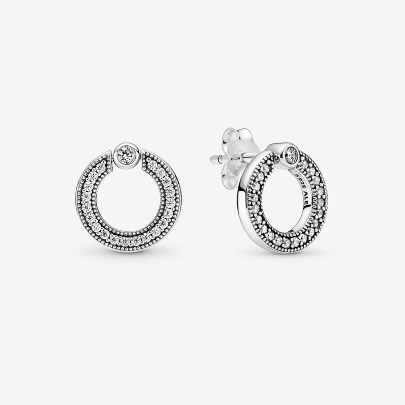 Pandora Pavé and Logo Circle Necklace and Earring Set | 38025-YODG