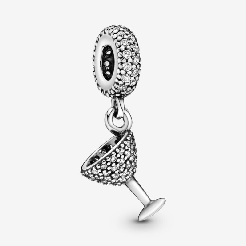 Pandora Pavé Cocktail Glass Dangle Charm Sterling Silver | 02941-QHNW