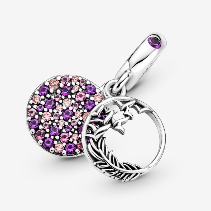 Pandora Pavé Feather Dangle Charm Sterling Silver | 47180-EQOB