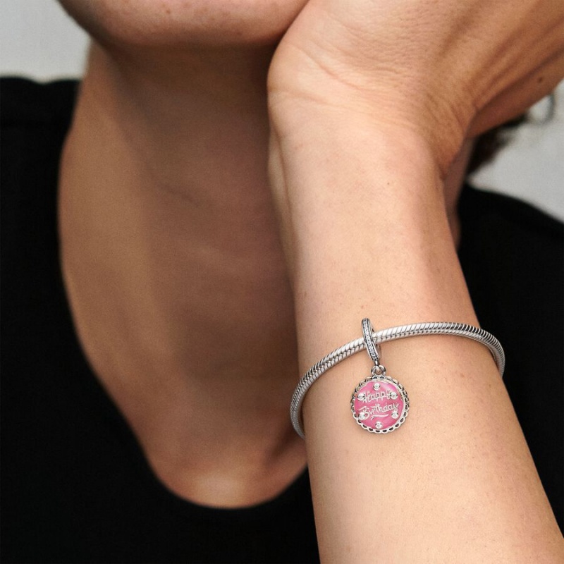 Pandora Pink Birthday Cake Dangle Charm Sterling Silver | 18746-CEXK