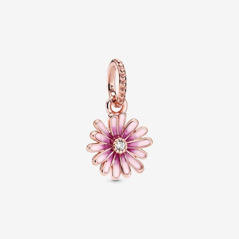 Pandora Pink Daisy Flower Dangle Charm Rose Gold Plated | 70693-KXRM