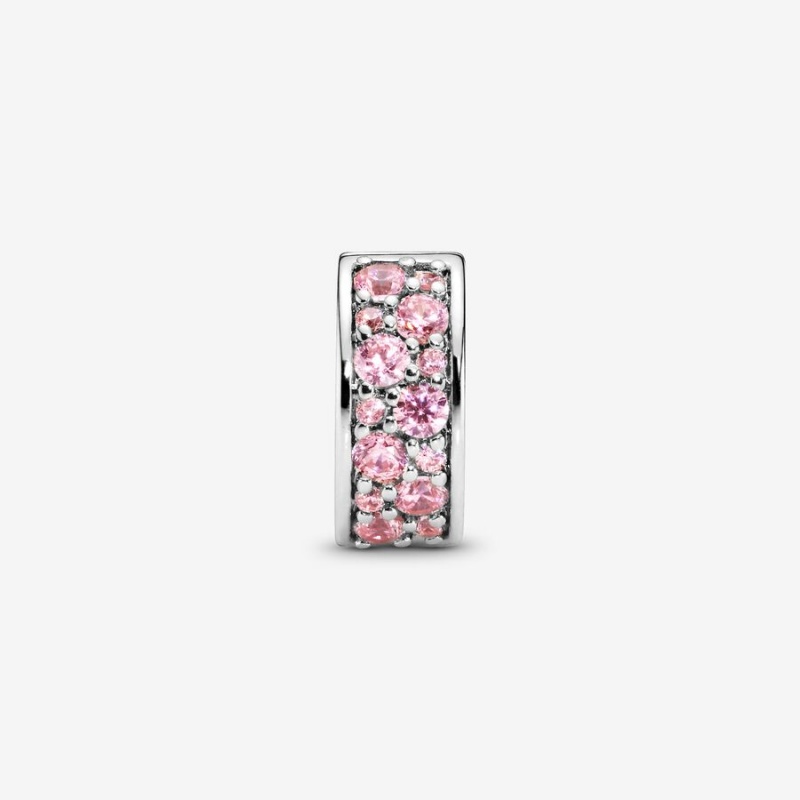 Pandora Pink Pavé Clip Charm Sterling Silver | 13789-BWSJ