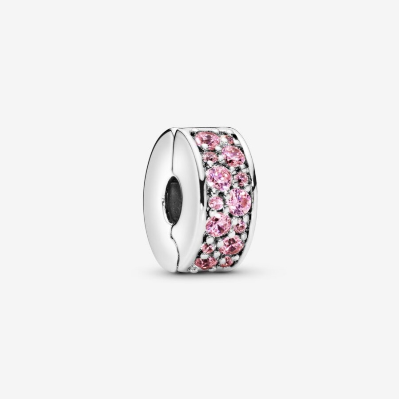 Pandora Pink Pavé Clip Charm Sterling Silver | 13789-BWSJ