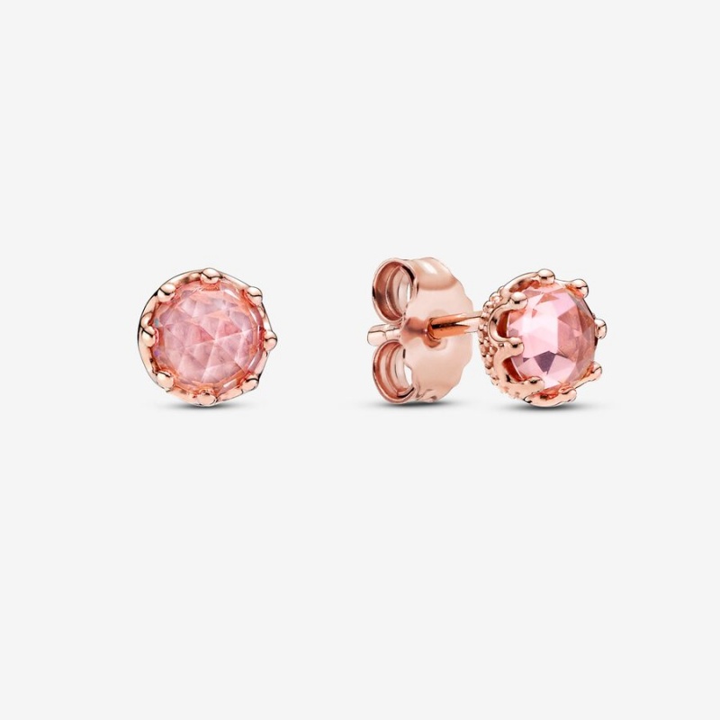 Pandora Pink Sparkling Crown Stud Earrings Rose Gold Plated | 18645-BRHI