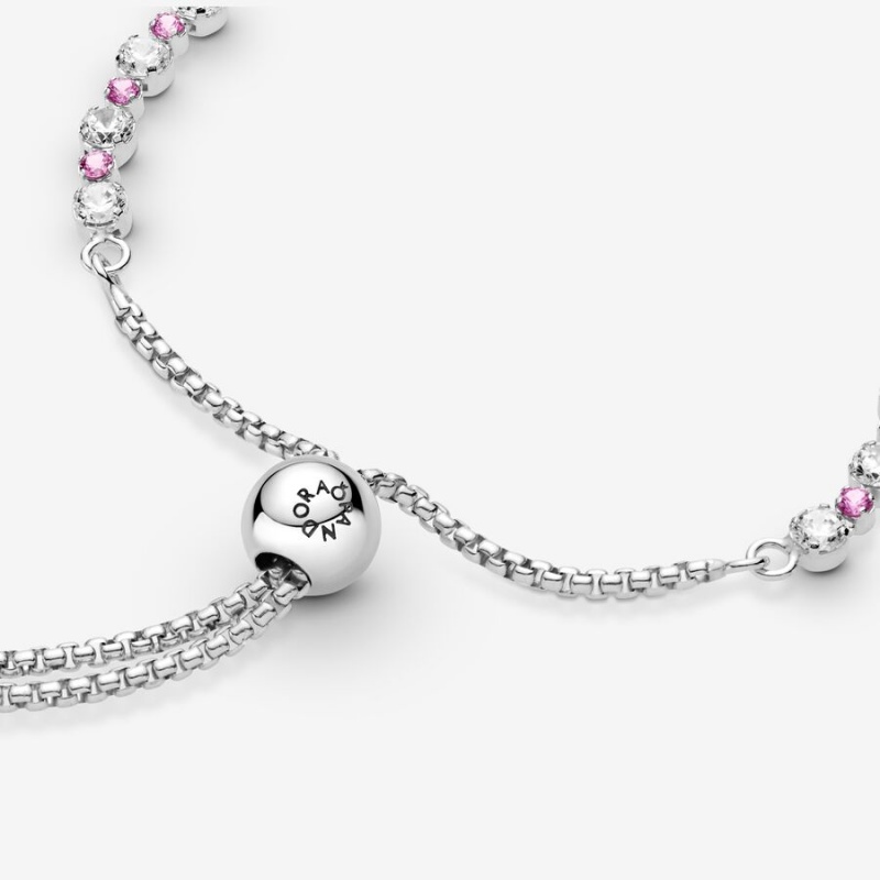 Pandora Pink & Clear Sparkle Slider Bracelet Sterling Silver | 13209-YMOD