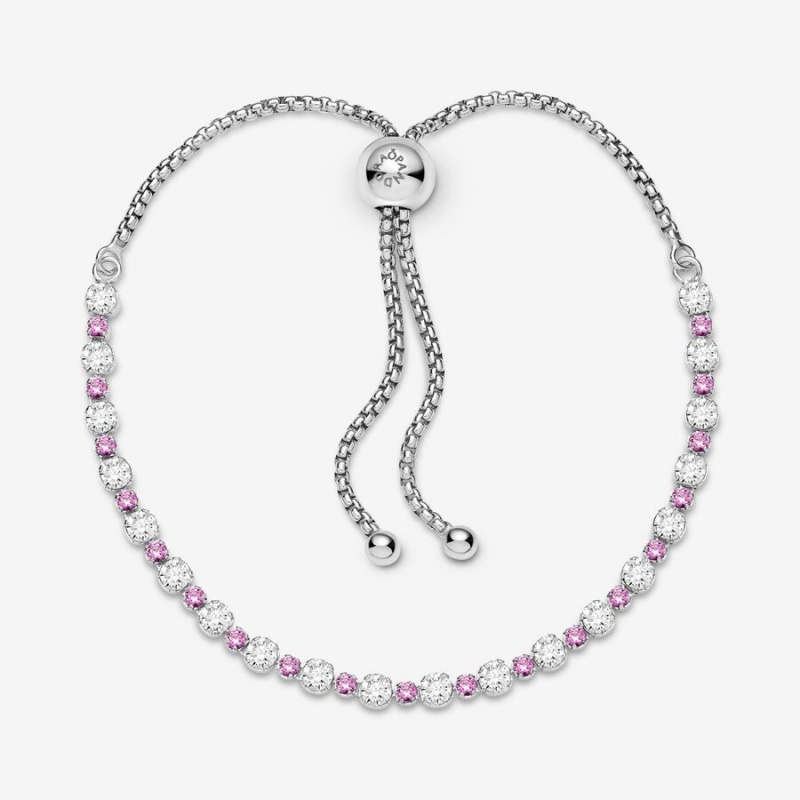 Pandora Pink & Clear Sparkle Slider Bracelet Sterling Silver | 13209-YMOD