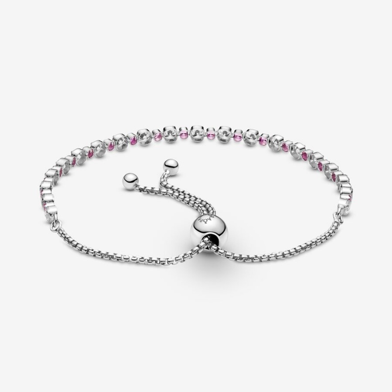 Pandora Pink & Clear Sparkle Slider Bracelet Sterling Silver | 13209-YMOD