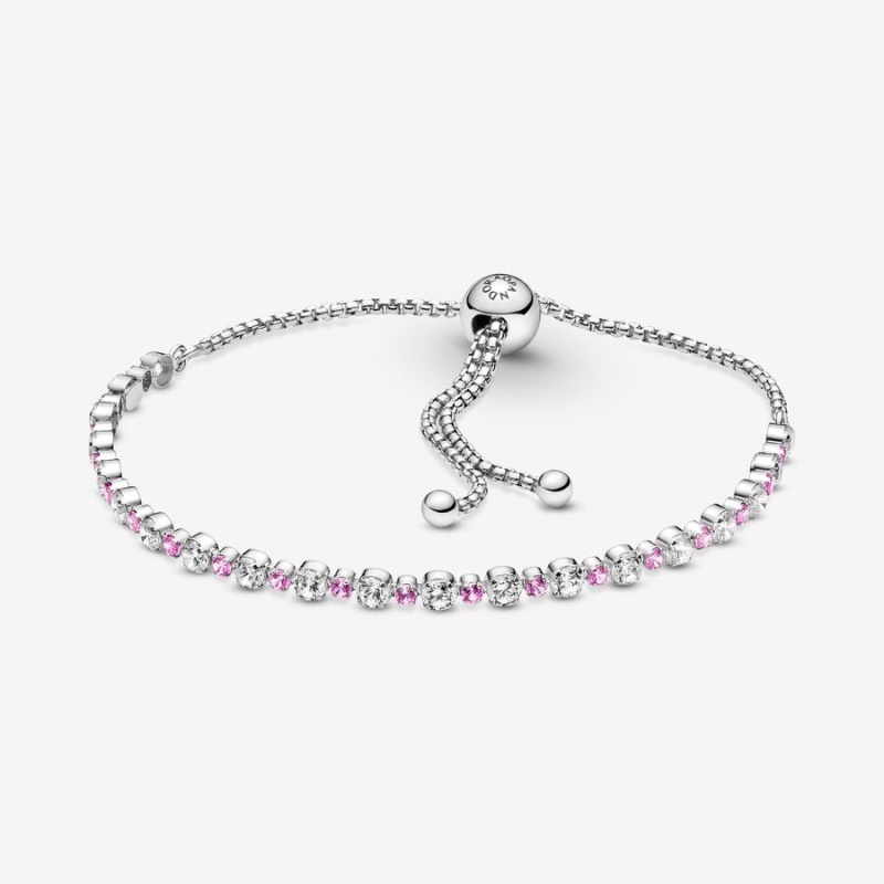 Pandora Pink & Clear Sparkle Slider Bracelet Sterling Silver | 13209-YMOD