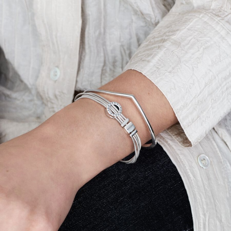 Pandora Polished Wishbone Bangle Sterling Silver | 51648-HZMR