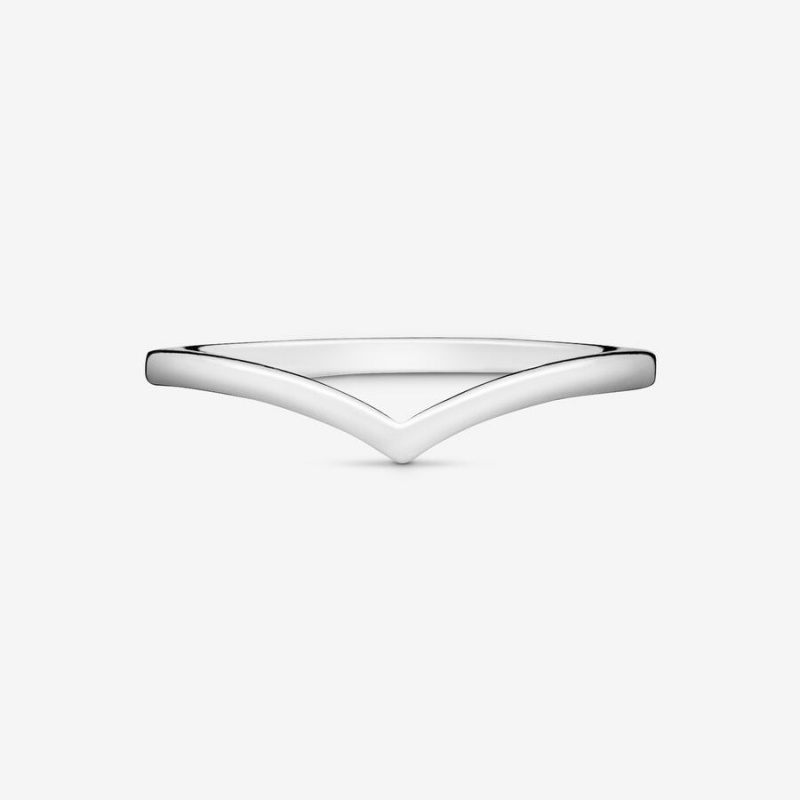 Pandora Polished Wishbone Ring Chevron Rings | 35716-GEFY