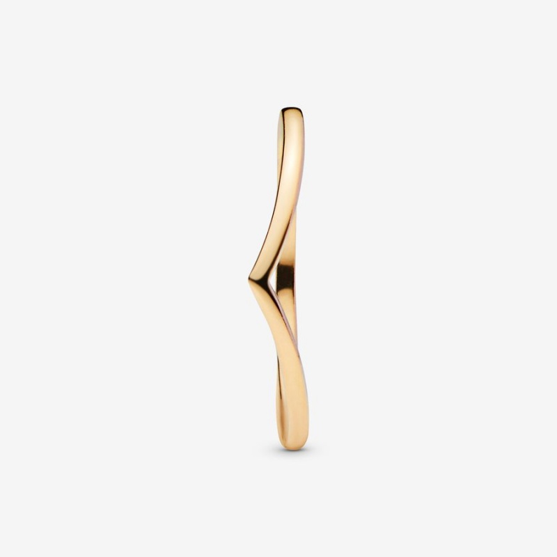 Pandora Polished Wishbone Ring Gold Plated | 85379-HUIW