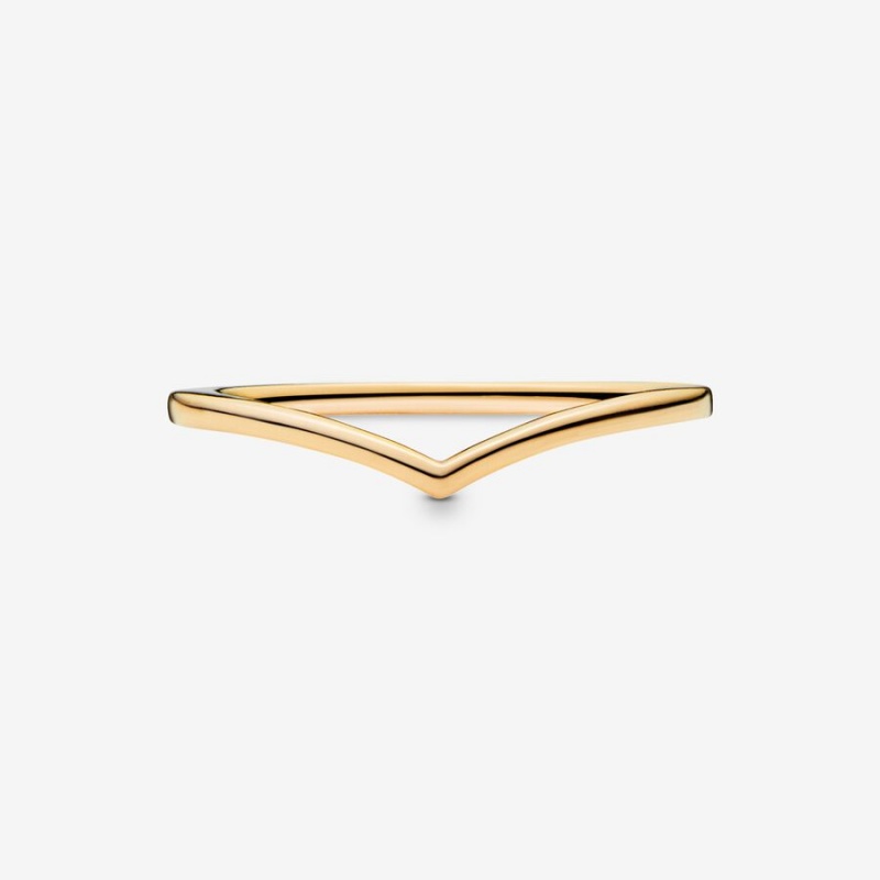 Pandora Polished Wishbone Ring Gold Plated | 85379-HUIW