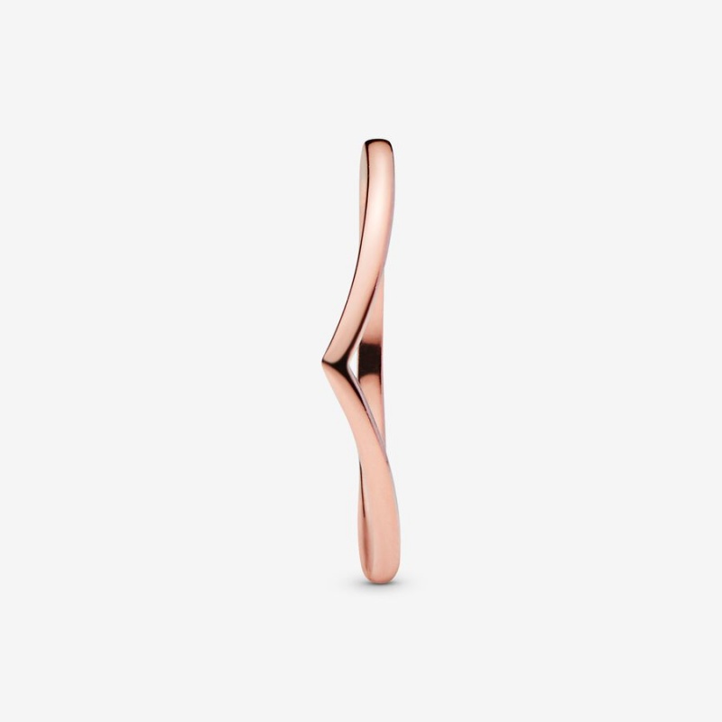 Pandora Polished Wishbone Ring Rose Gold Plated | 85310-FOHP