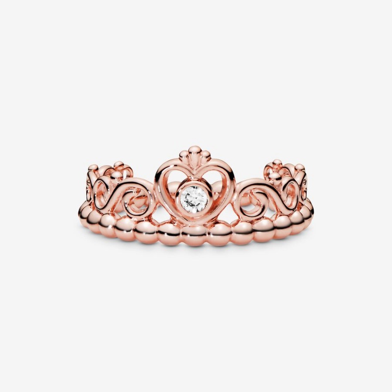 Pandora Princess Tiara Crown Ring Rose Gold Plated | 04589-AQXY