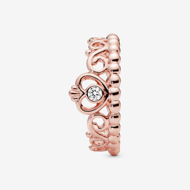 Pandora Princess Tiara Crown Ring Rose Gold Plated | 04589-AQXY