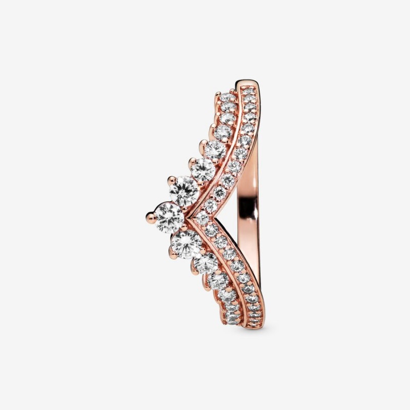 Pandora Princess Wishbone Ring Rose Gold Plated | 39571-UEZY