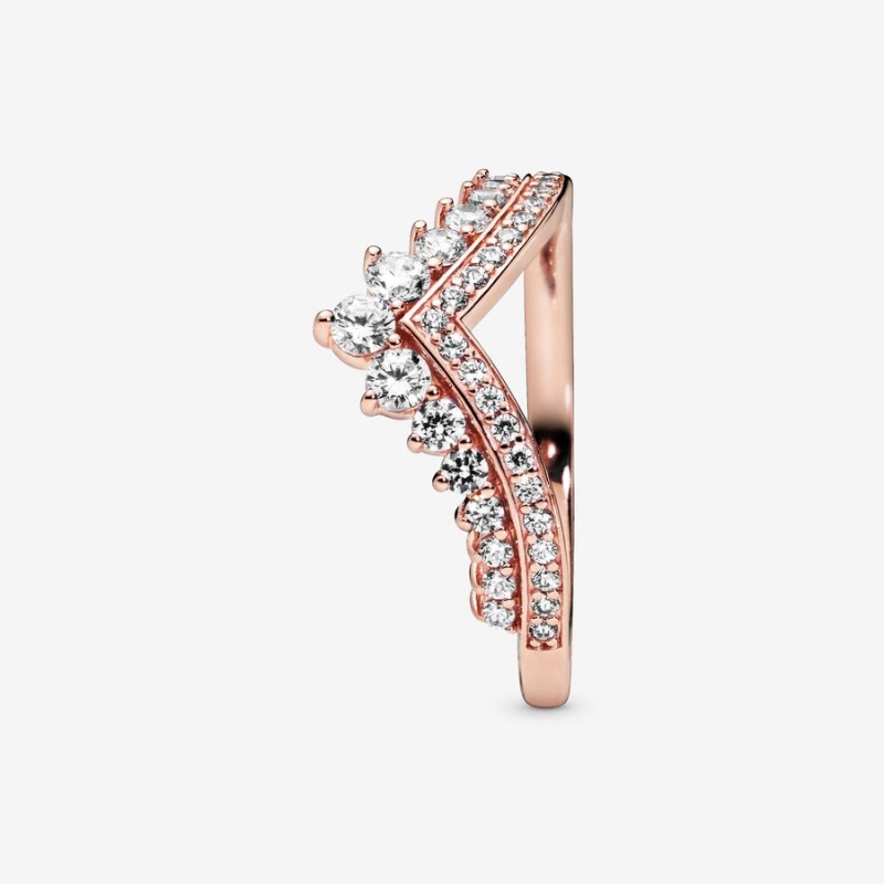 Pandora Princess Wishbone Ring Rose Gold Plated | 39571-UEZY