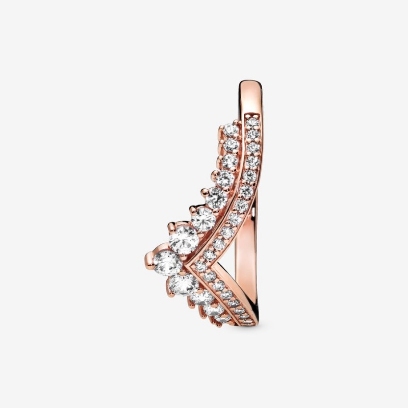 Pandora Princess Wishbone Ring Rose Gold Plated | 39571-UEZY