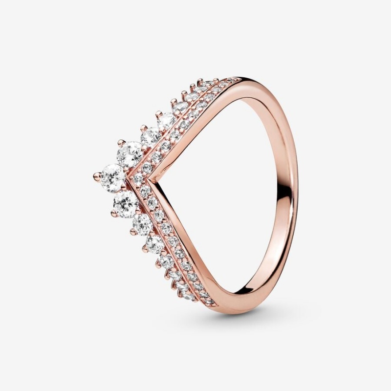 Pandora Princess Wishbone Ring Rose Gold Plated | 39571-UEZY