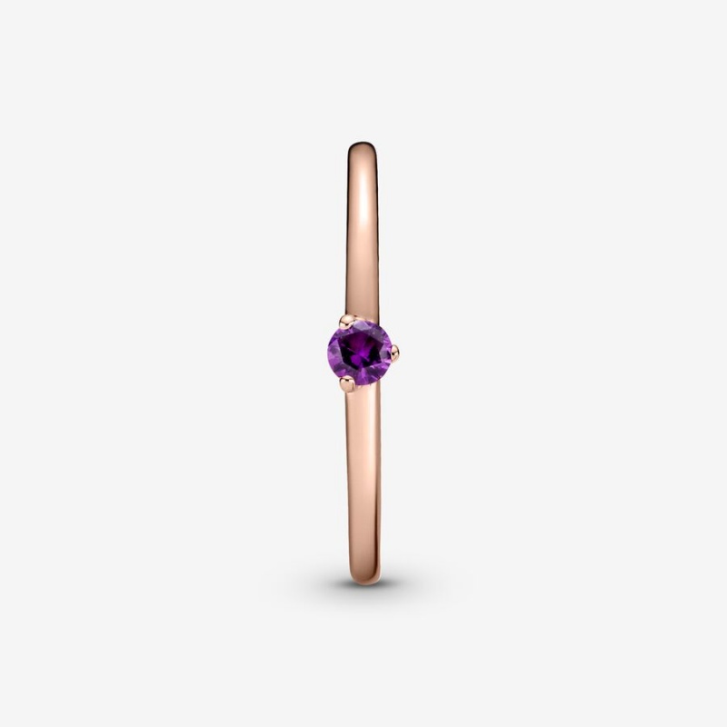 Pandora Purple Solitaire Ring Rose Gold Plated | 50137-MDLA