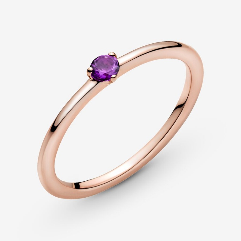 Pandora Purple Solitaire Ring Rose Gold Plated | 50137-MDLA