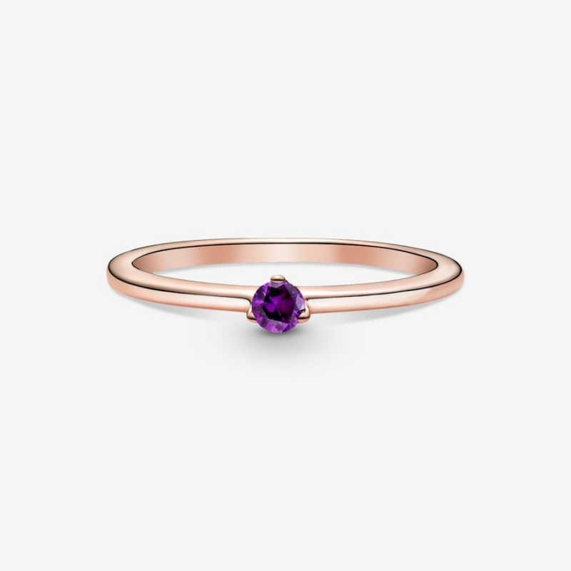 Pandora Purple Solitaire Ring Rose Gold Plated | 50137-MDLA