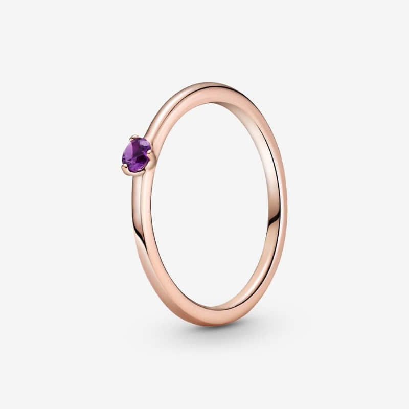 Pandora Purple Solitaire Ring Rose Gold Plated | 50137-MDLA