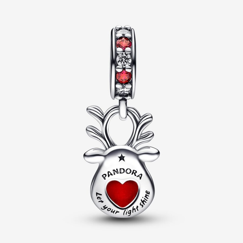 Pandora Red Nose Reindeer Murano Dangle Charm Sterling Silver | 09328-ICTE