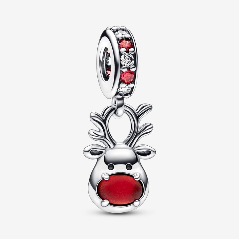 Pandora Red Nose Reindeer Murano Dangle Charm Sterling Silver | 09328-ICTE