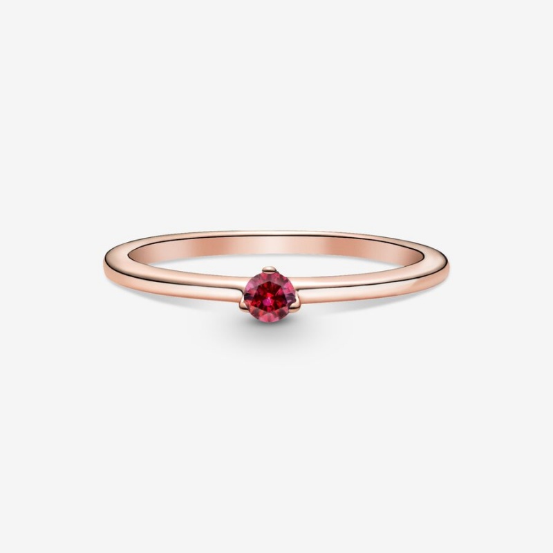 Pandora Red Solitaire Ring Rose Gold Plated | 38941-SNRP