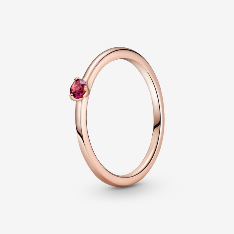 Pandora Red Solitaire Ring Rose Gold Plated | 38941-SNRP