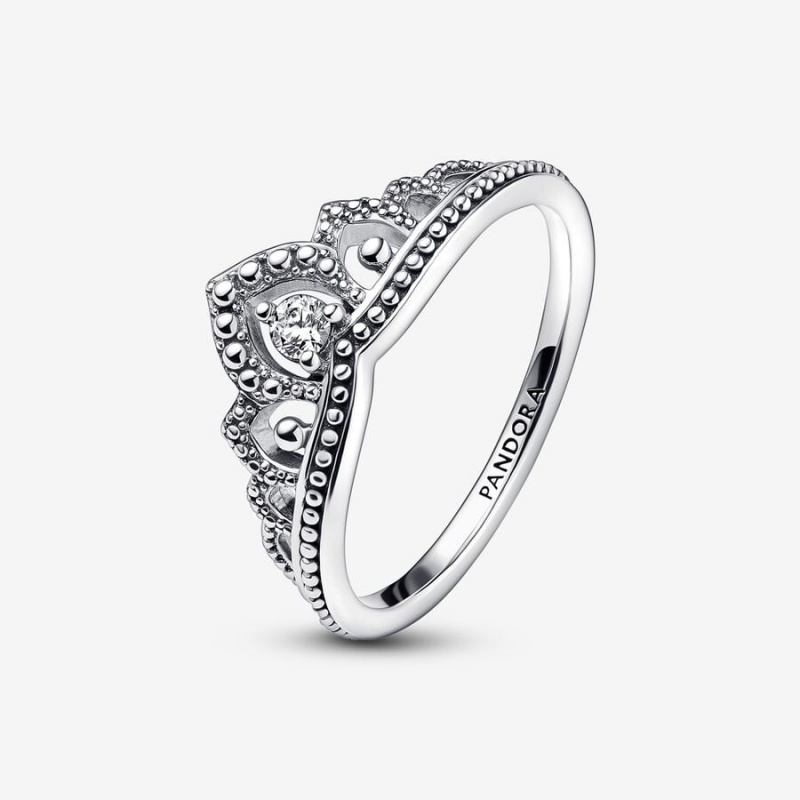 Pandora Regal Beaded Tiara Ring Sterling Silver | 04632-EAYX