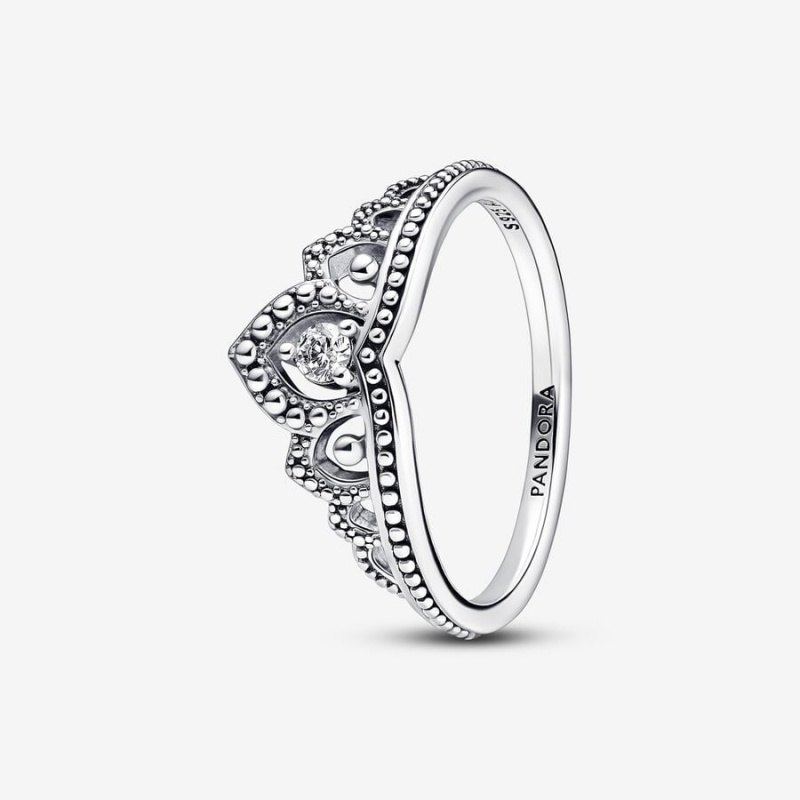 Pandora Regal Beaded Tiara Ring Sterling Silver | 04632-EAYX