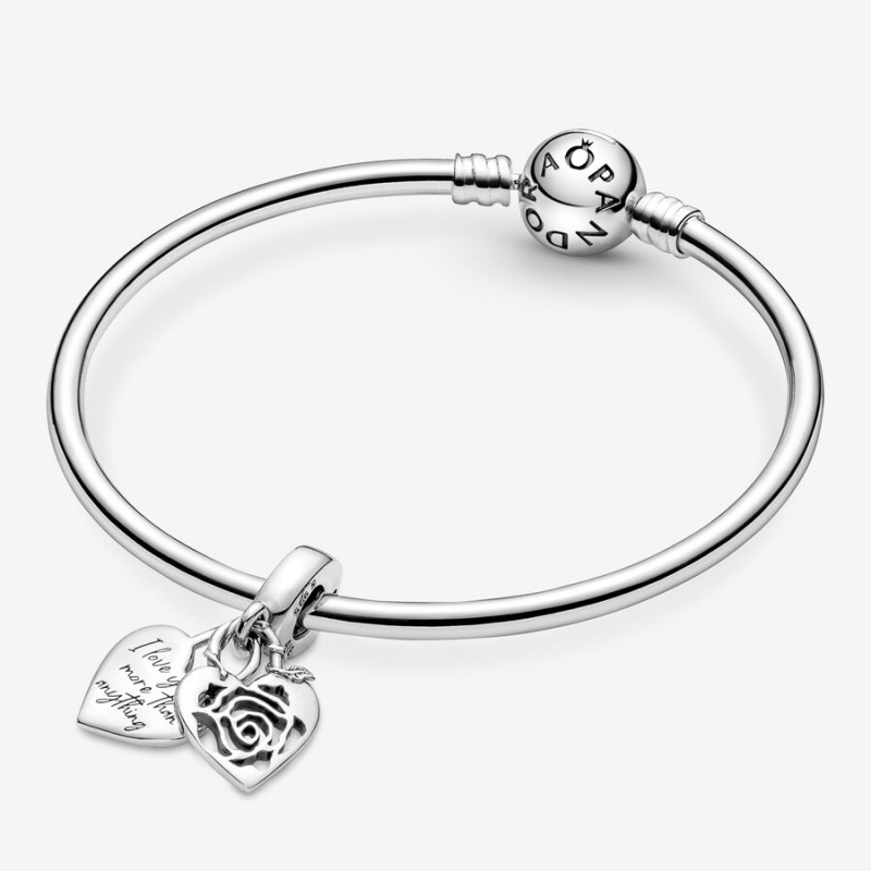 Pandora Rose Heart Padlock Dangle Charm Sterling Silver | 35861-SQTH