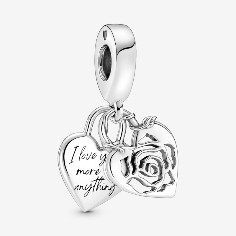 Pandora Rose Heart Padlock Dangle Charm Sterling Silver | 35861-SQTH