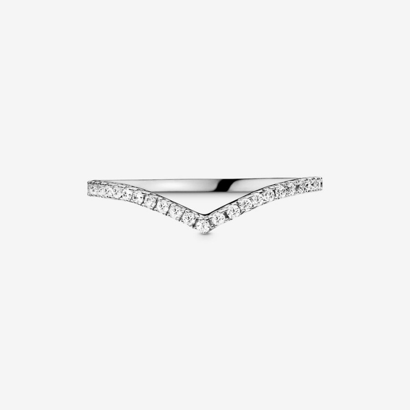 Pandora Shimmering Solitaire Wishbone Stacking Ring Set | 03126-SFBZ