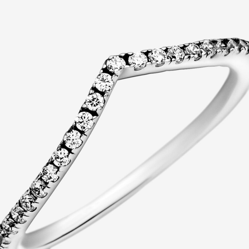 Pandora Shimmering Solitaire Wishbone Stacking Ring Set | 03126-SFBZ