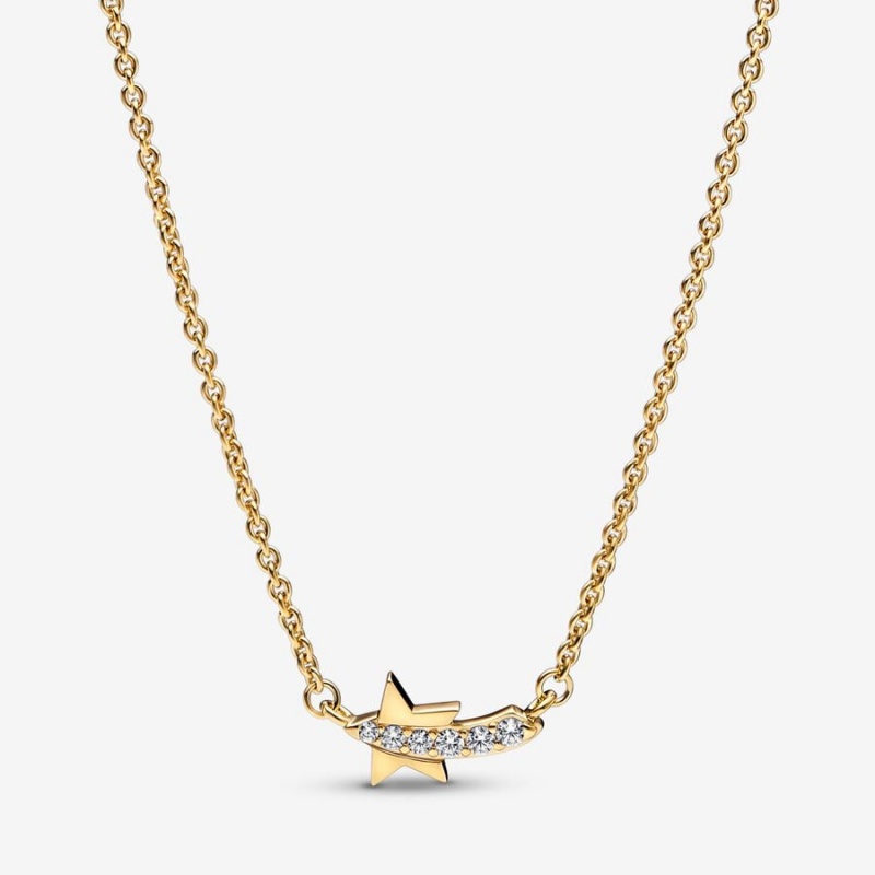 Pandora Shooting Star Pavé Collier Necklace Gold Plated | 95167-DOZB