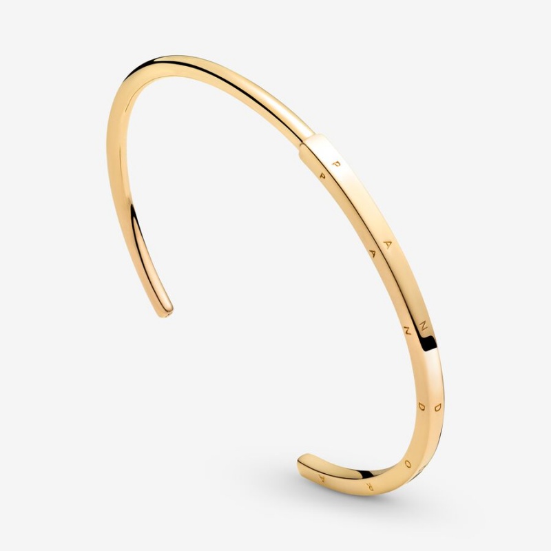 Pandora Signature I-D Open Bangle Gold Plated | 42968-BCNM