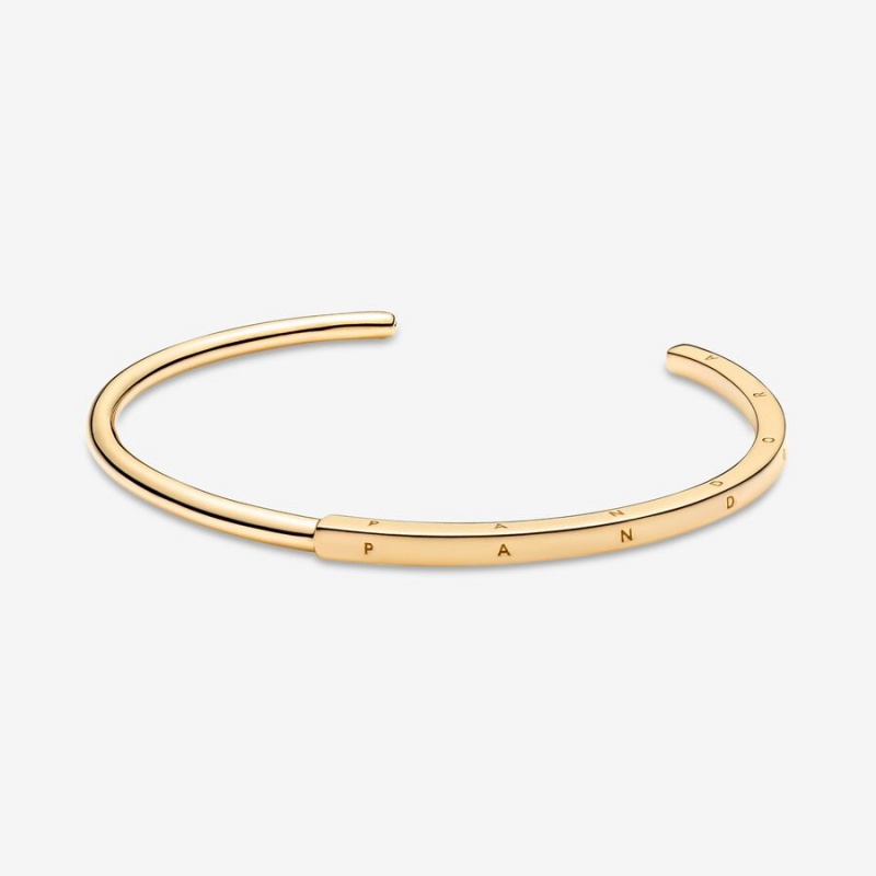 Pandora Signature I-D Open Bangle Gold Plated | 42968-BCNM