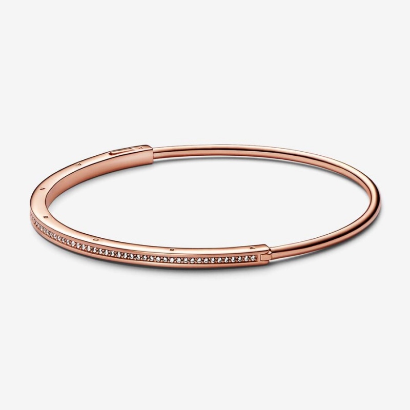 Pandora Signature I-D Pavé Bangle Rose Gold Plated | 05938-BFHN