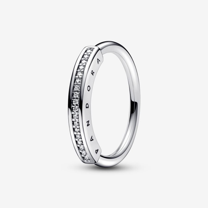 Pandora Signature I-D Pavé Ring Sterling Silver | 81574-CXHS